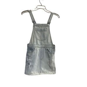 FOREVER 21 Women’s Bib Overall Dress Size Small‎ Distressed Blue